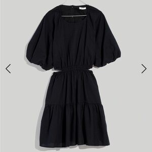 Madewell Puff Sleeve Seersucker cutout dress